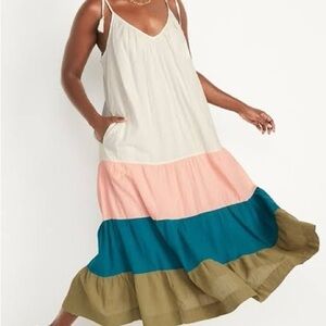 Old Navy Colorblock Maxi Swing Dress